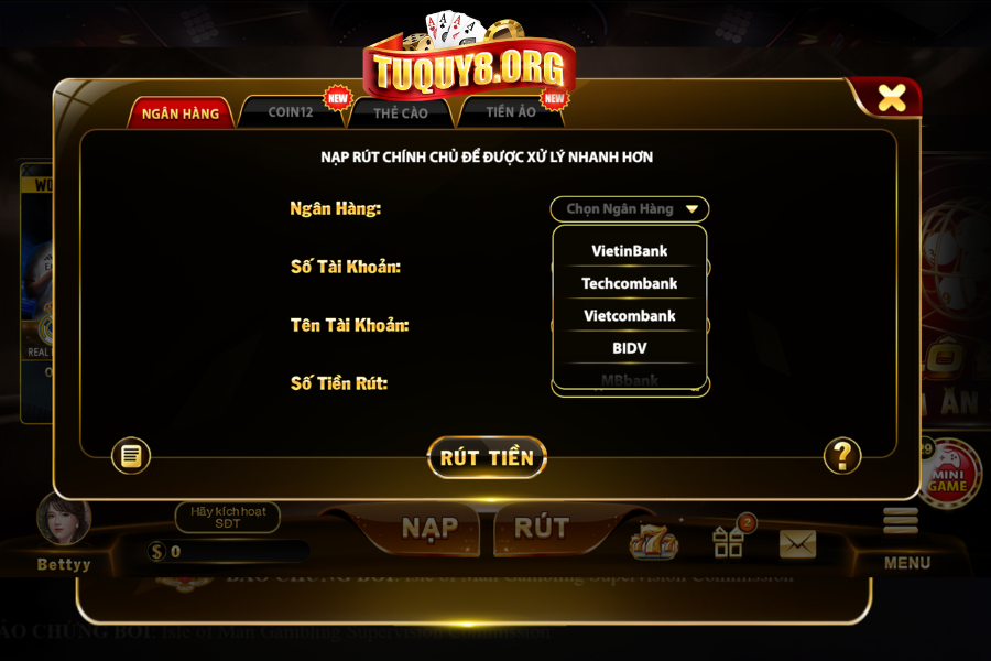 Lựa chọn ngân hàng rút tiền Tuquy8